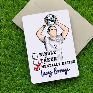 Carte de voeux A6 | Lucy Bronze | Carte de partenaire femme mari | Football féminin | Super Ligue féminine | Footballeuses | Lionnes
