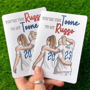Carte de voeux A6 | Russo et Toone | de voeux d'amitié | Alessia Russo | Ella Toone | Football féminin Lioness | Arsenal | Homme uni