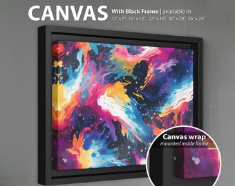 Framed Canvas Print, Bright Color Splash Autism Sensory Seeking Printed Canvas Wall art, Unique Art, stretched canvas, Wall Decor