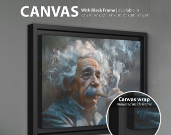 Framed Canvas Print, Albert Einstein In Deep Thought Printed Canvas Wall art, Unique Art stretched canvas Wall Decor Birthday Christmas Gift