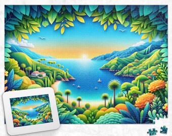 Puzzle, Catalina Island, California Inspired Jigsaw Puzzle, Unique Jigsaw, Family, Adults