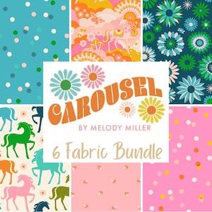Carousel Curated 6 fabric Half Yard and Fat Quarter Bundles by Melody Miller for Ruby Star Society