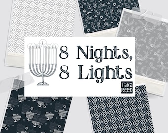 8 Nights, 8 Lights, Curated Half Yard and Fat Quarter Bundles (5 fabrics) by Tara Reed for Riley Blake Fabrics