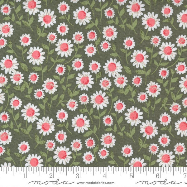 Love Note Sweet Daisy Small Floral Olive by Lella Boutique for Moda Fabrics Fabric 5151 13, 1/2 yard increments