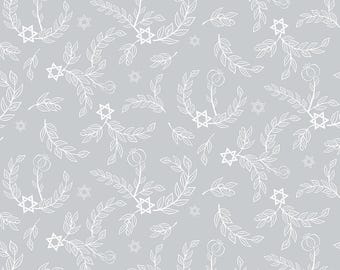 8 Nights, 8 Lights Leaves Silver C16421-SILVER, 1/2 yard increments