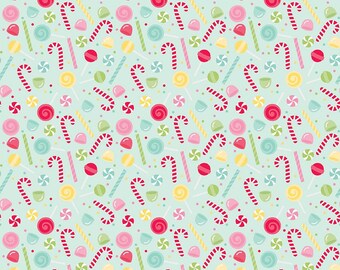 Gingerbread Kisses Sweets Blue by Doodlebug Design Inc for Riley Blake Fabrics C16443-BLUE, 1/2 yard increments