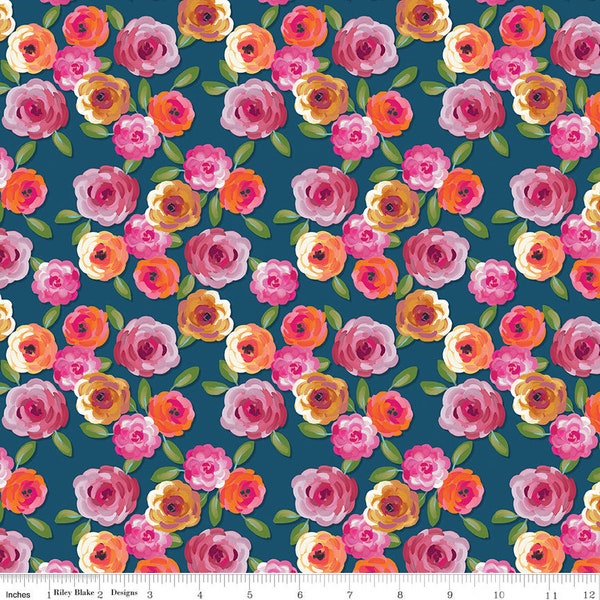 Poppies & Plumes Floral Oxford for Riley Blake Fabrics C14291-OXFORD, 1/2 yard increments