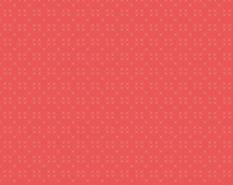 Strawberry Honey Cross Stitch Cayenne by Gracey Larson for Riley Blake Fabrics C10246-CAYENNE, 1/2 yard increments
