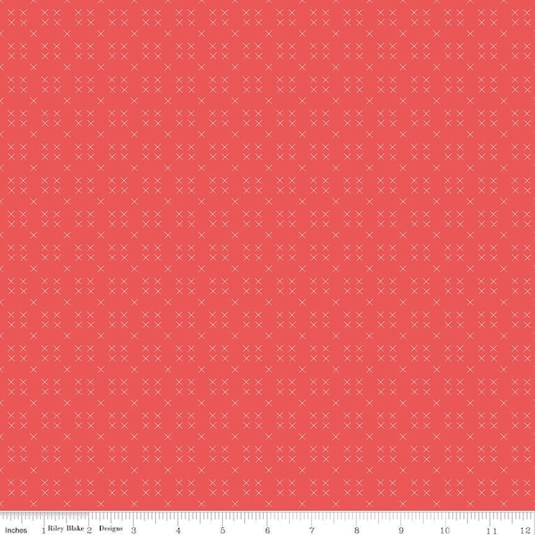 Strawberry Honey Cross Stitch Cayenne by Gracey Larson for Riley Blake Fabrics C10246-CAYENNE, 1/2 yard increments