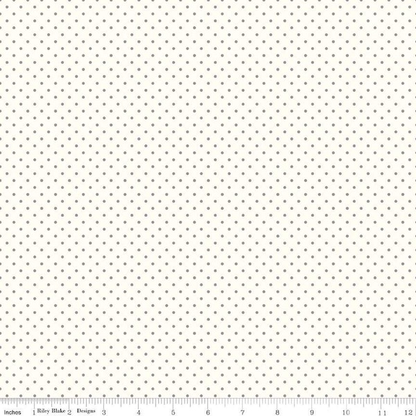 Swiss Dot On Cream Gray by Riley Blake, C600-40 GRAY, 1/2 yard increments