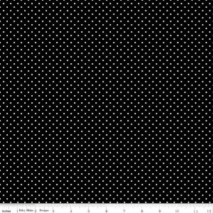 Riley Blake Fabric - Swiss Dot White On Black C670-110 BLACK, 1/2 yard increments