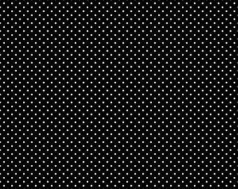 Riley Blake Fabric - Swiss Dot White On Black C670-110 BLACK, 1/2 yard increments