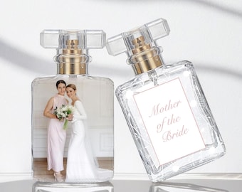 Personalized Photo Perfume Bottle, Mother of the Bride, Mother of the Groom, Wedding Gifts, Custom Glass Bottle for Bridesmaids & Mothers