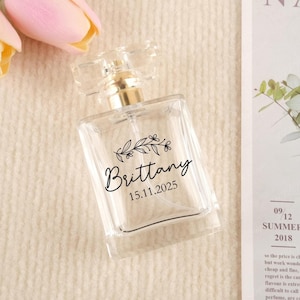 Personalized Empty Perfume Bottle, Custom Wedding Logo Design, 50ml Glass Refillable Perfume Bottle, Bridesmaid Gift, Wedding Gifts