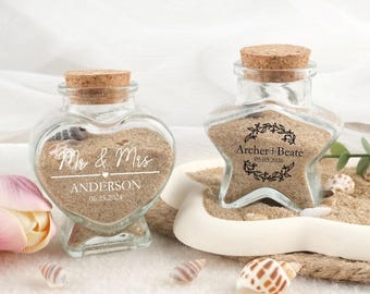 Custom Honeymoon Souvenir Sand Jar, Heart Honeymoon Sand Bottle, Honeymoon Heart Glass Jar, Beach Holiday Keepsake Bottle, Wedding Gifts