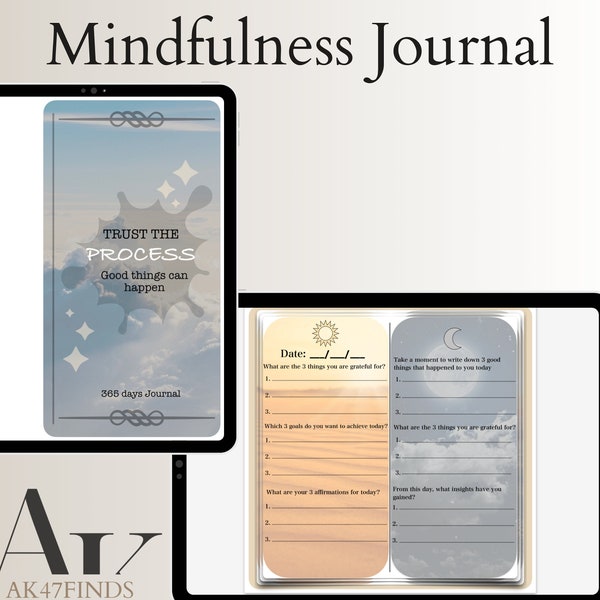 Digital Mindfulness Journal | Daily Gratitude Journal for iPad, GoodNotes | Digital Journal | Wellness Journal, Gratitude Journal, Self Care
