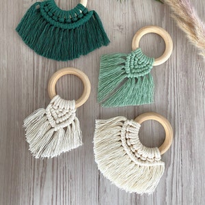Portatovagliolo Macrame, portatovagliolo, anello di legno, decorazione da tavola, boho, matrimonio, compleanno, decorazione, regalo per gli ospiti