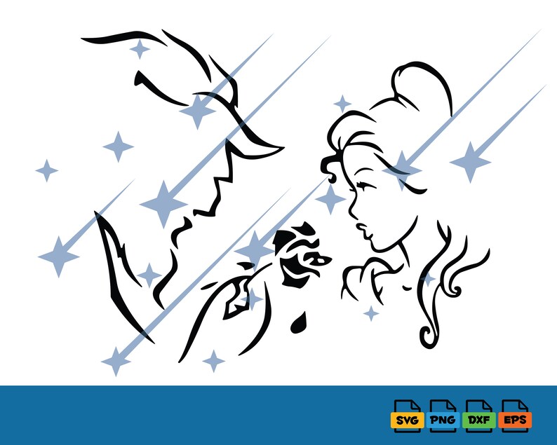Beauty and the Beast Black and White Artwork Print 3 SVG PNG - Etsy