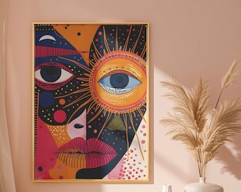 Sunny Face, Sun Face Home Decor Wall Art, printable