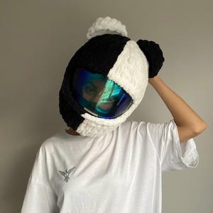 Black&White Motorcycle helmet balaclava,Motorcycle helmet cover,Motorbike helmet mask,Unisex Motorcyle mask,Motorbike helmet cover