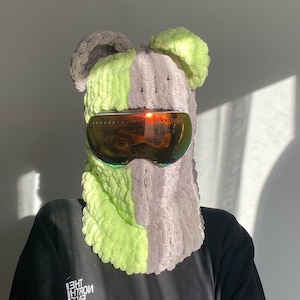 Skihelm Cover Balaclava, zweifarbige Teddy Helm Balaclava, Handgefertigte Balaclava, Benutzerdefinierte Balaclava, personalisiertes Geschenk, Tier Balaclava