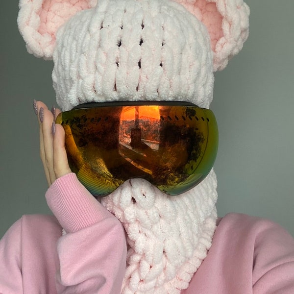 Teddy Balaclava,Helmet Balaclava, Ski Helmet Balaclava,Custom Balaclava,Animal Balaclava, Personalized Gift