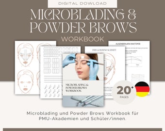 Microblading, Powder Brows Workbook, libro de trabajo, alemán, PMU Academy, instrucciones, descarga digital