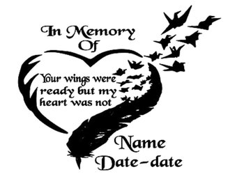 In Loving Memory of Decal Vinyl Decal Custom Vinyl Car Decal Personalized Decal Car Truck Decal Memorial Car Decal Heart Wings Birds