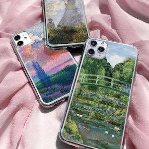 Monet Art Handyhülle Impressionismus Cover für iPhone 16 15Pro 14Plus 13 12 11 Pixel 9Pro 8A 7 6A Samsung S25 S24fe S24Ultra S23fe S22 A36 A26