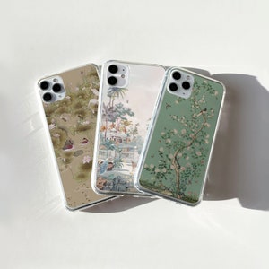 Custodia per telefono Chinoiserie Custodia in stile cinese Custodia verde salvia per iPhone 16 15 14 13 12 11 Pixel 9 8 7A 6 Samsung S25 S24fe S23fe S22 A26 A36