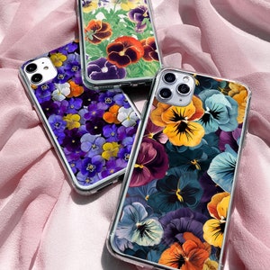 Coque de téléphone Pensées Pansy Cover, cadeau d'été pour jardinier, coque pour iPhone 16 15Pro 14 13 12 11 Pixel 9 8 7A Samsung S24fe Ultra S23fe A54 A16