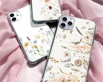 Floral Blossom Phone Case: Minimalist Clear Cover for iPhone, Samsung, Pixel