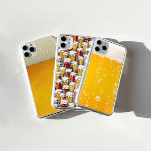 Custodia per telefono a forma di birra, custodia per boccale di birra per iPhone 16, 15Pro, 14, 13, 12, 11, Pixel 9, 8, 7A, 6A, Samsung Galaxy S24 Ultra, S23fe, A05, A55