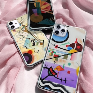 Kandinsky Handyhülle Formen Cover Kunstliebhaber Fall Russische Kunst Fall für iPhone 16 15 14 13 12 11 Pixel 9 8 7A 6A Samsung S24fe Ultra S23fe S22
