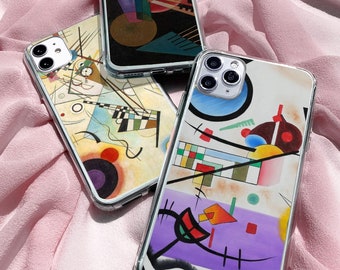 Funda para teléfono Kandinsky Art: Formas abstractas, carcasa de gel TPU mate para iPhone, Samsung y Pixel