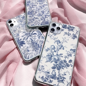 Étui pour téléphone en toile Toile bleu français Couverture Timeless pour iPhone 16 15 Pro 14 13Pro 12 Pixel 9 8 7A 6 Samsung S25 S24fe S23fe A36 A26 A16
