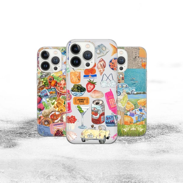 Italienische Sommer Kunst Handyhülle für iPhone 15Pro, 14, 13, 12, 11, Google Pixel 8, 7A, 6A, Samsung Galaxy S24Ultra, S23fe, S22, A54, A34