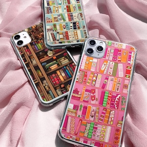 Bookworm Phone Case Library Cover Bookshelf Cover Book lover Case for iPhone 16 15 14 13 SE Samsung S25 S24fe S23 FE A25 A15 Pixel 9 8A 7Pro