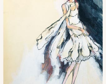 Daisy Buchanan Costume Design Rendering | The Great Gatsby (1974) | Theoni V. Aldredge