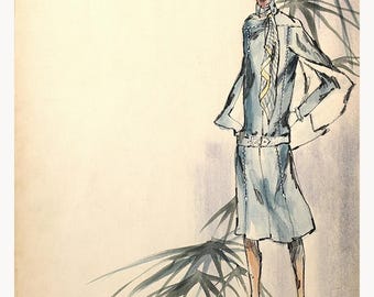 Jordan Baker Costume Design Rendering | The Great Gatsby (1974) | Theoni V. Aldredge Archive