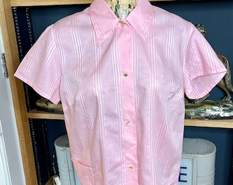 1950’s boxy pink cotton shirt – Original Vintage Shirt – Rockabilly Style