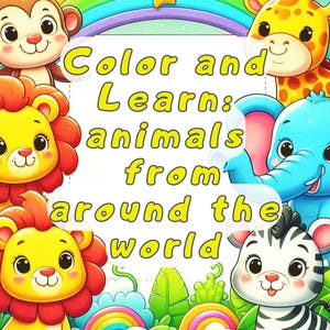 Digital Animal Coloring Book for Kids (3-10) - Easy Drawings, Names to Write, Educational Activities, Printable PDF and Instant Download