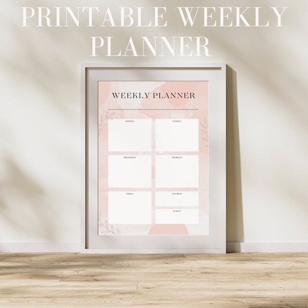 Week planner marmer pink to do 7 dagen printable download roze kalender