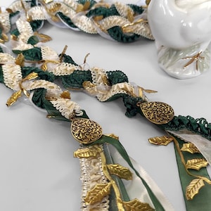 Handfasting Cord, Celtic Handfasting Cord, Green, Handcord for Pagan Wedding, Handmade wedding Handfasting Cord gold , Unique wedding cord