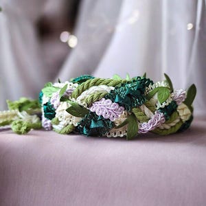 Handfasting Cord with Green Leaves, Celtic Ceremony, Irish Tradition, Viking Wedding, Custom Handfast Rope , Hand Fasting Cord Emerald