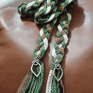 Handcrafted Green Celtic Handfasting Cord with Charms