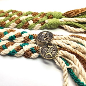 Celtic handfasting cord cotton.Wedding ribbon.Ribbon Ceremony.Customisable wedding cord.Handfasting Cord.White Green Hand Binding Rope