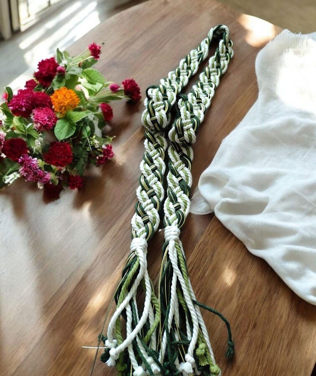 Scottish Rope Personalized Handfasting Cord Green Gold, Celtic Knot Wedding Cord ...