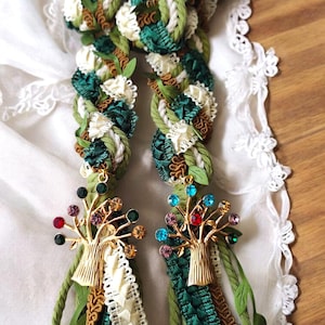Cordone per handfasting personalizzato con foglie verdi, cerimonia celtica, handfasting verde, handfasting, cordone per matrimonio, treccia celtica