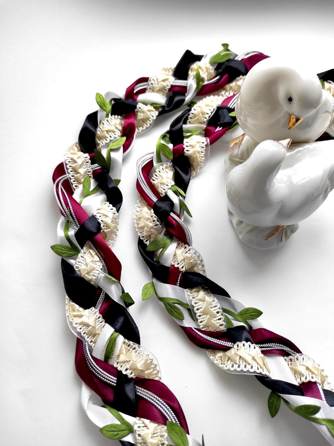 Custom Handfasting Cord: Celtic Knot, Black Burgundy Satin Ribbons - Etsy